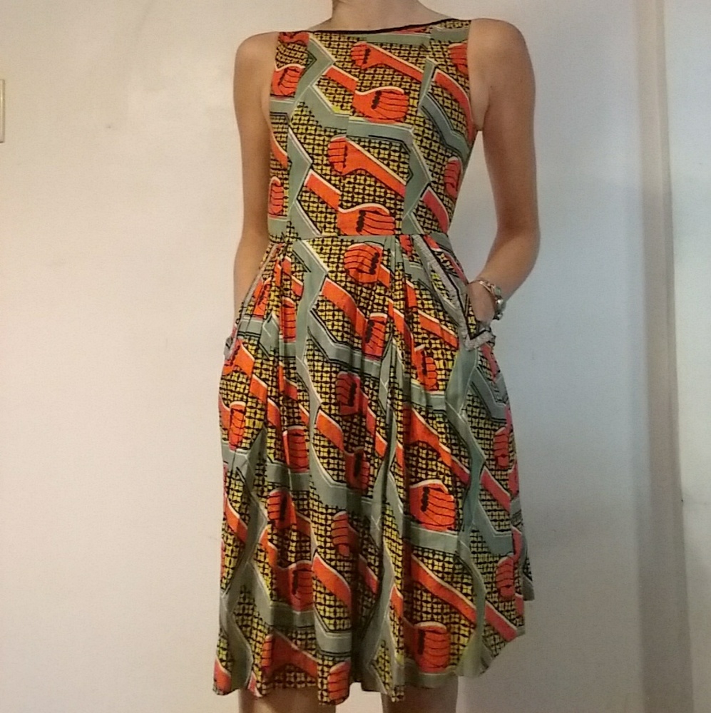 NWOT Anthropologie Bright Printed Dress